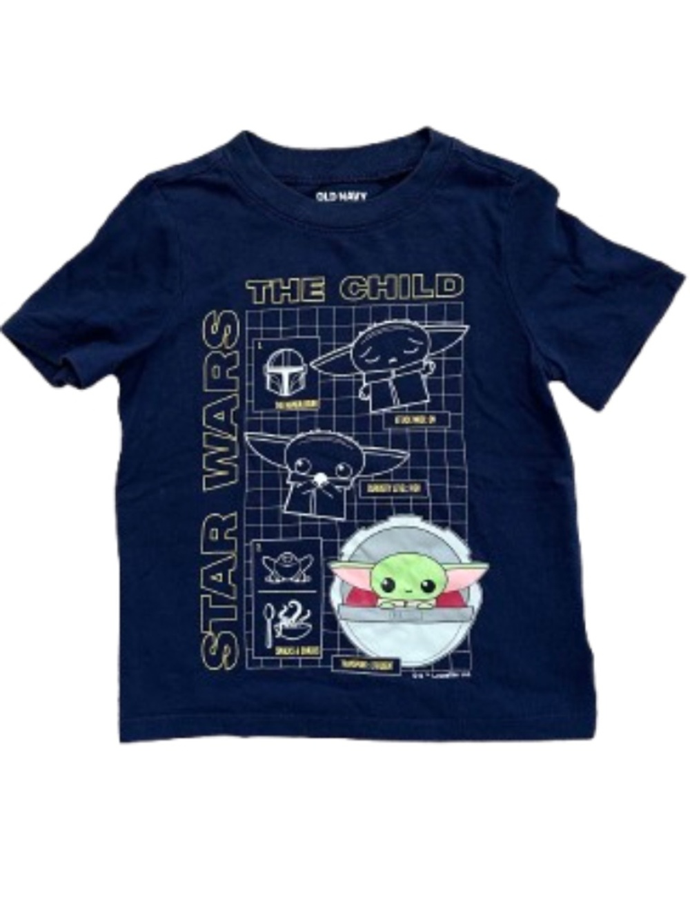 Grogu Toddler Boys Star Wars Shirt Short Sleeve Size 3T Navy
